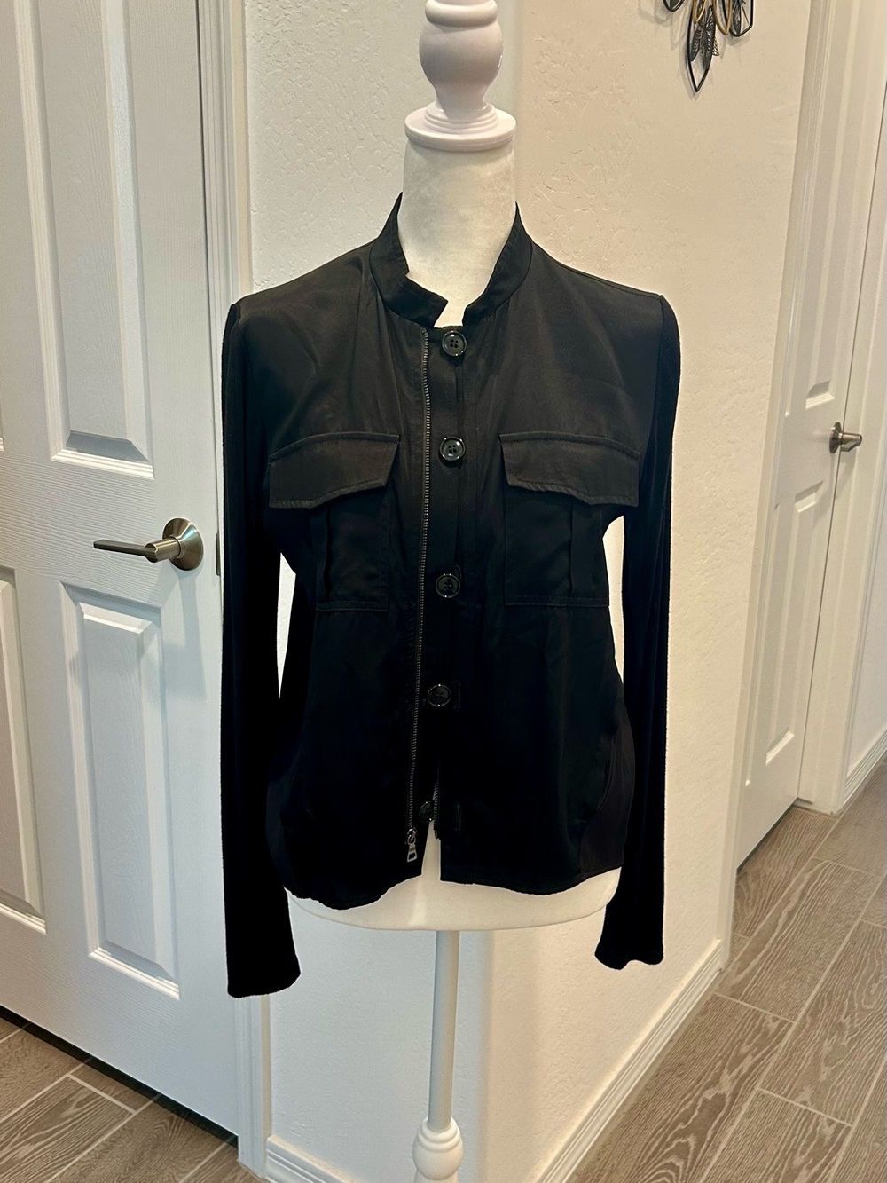 Lola & Sophie Black Utility Button-Front Jacket Or Top